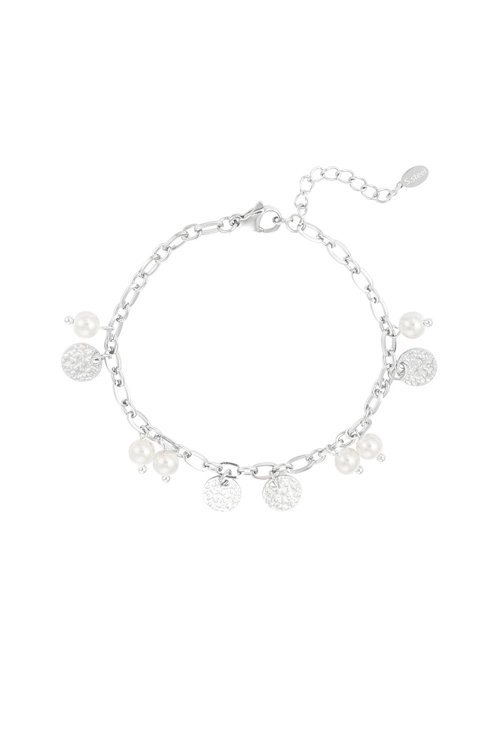 Bracelet à pampilles en acier inoxyable et perles d'eau douce