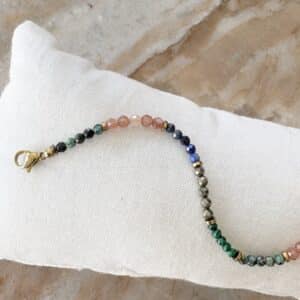 Bracelet fait main – Bracelet de pierres naturelles multicolore, Bijou en acier inoxydable