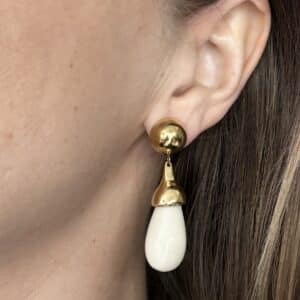 Boucles d’oreilles pendantes AMÉLIA • Doré & Crème