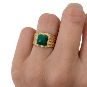 Bague chevalière • doré & Vert