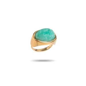 Bague en acier inoxydable avec pierre naturelle turquoise bijou femme
