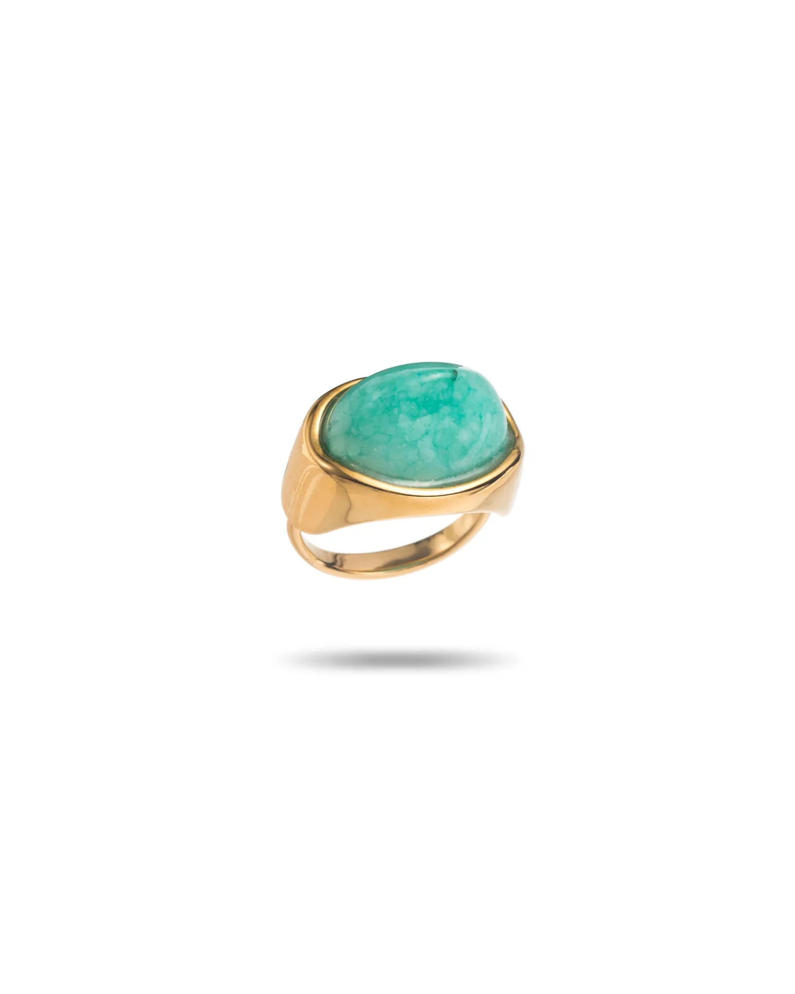 Bague en acier inoxydable avec pierre naturelle turquoise bijou femme