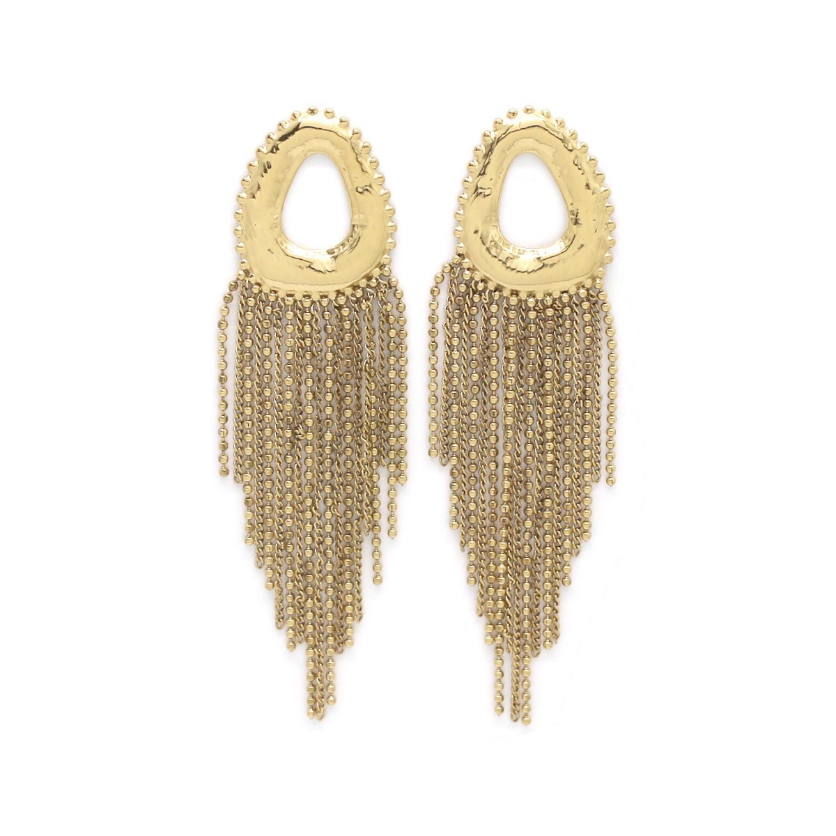 Boucles d'oreilles pendantes à chaines en acier inoxydable doré