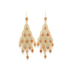 Boucles d'oreilles dorée à l'or fin avec pierres naturelles pierres de soleil