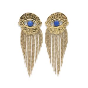 Boucles d'oreilles pendantes SARAHIA - Doré & Bleu