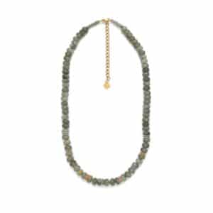 Collier en pierres naturelles de Labradorite et strass multicolores
