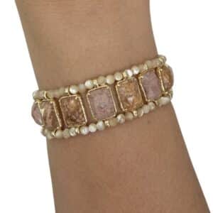 Bracelet LILIE - Doré & Vieux rose