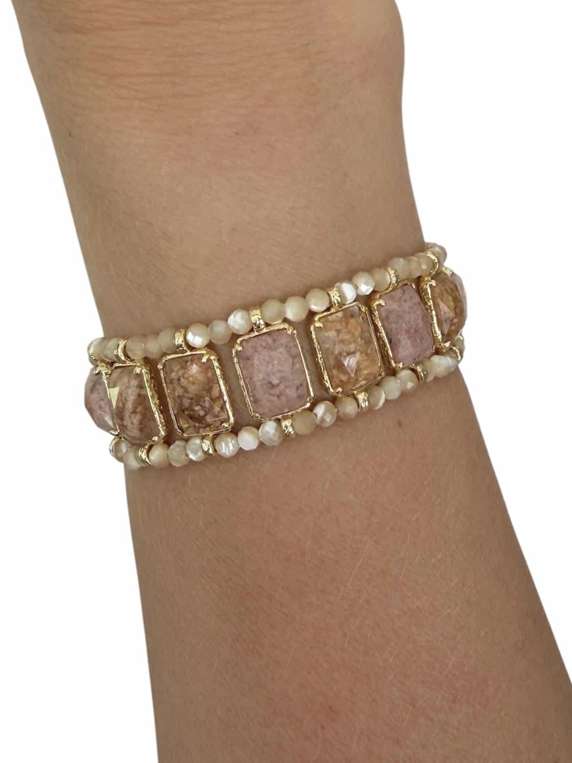 Bracelet LILIE - Doré & Vieux rose