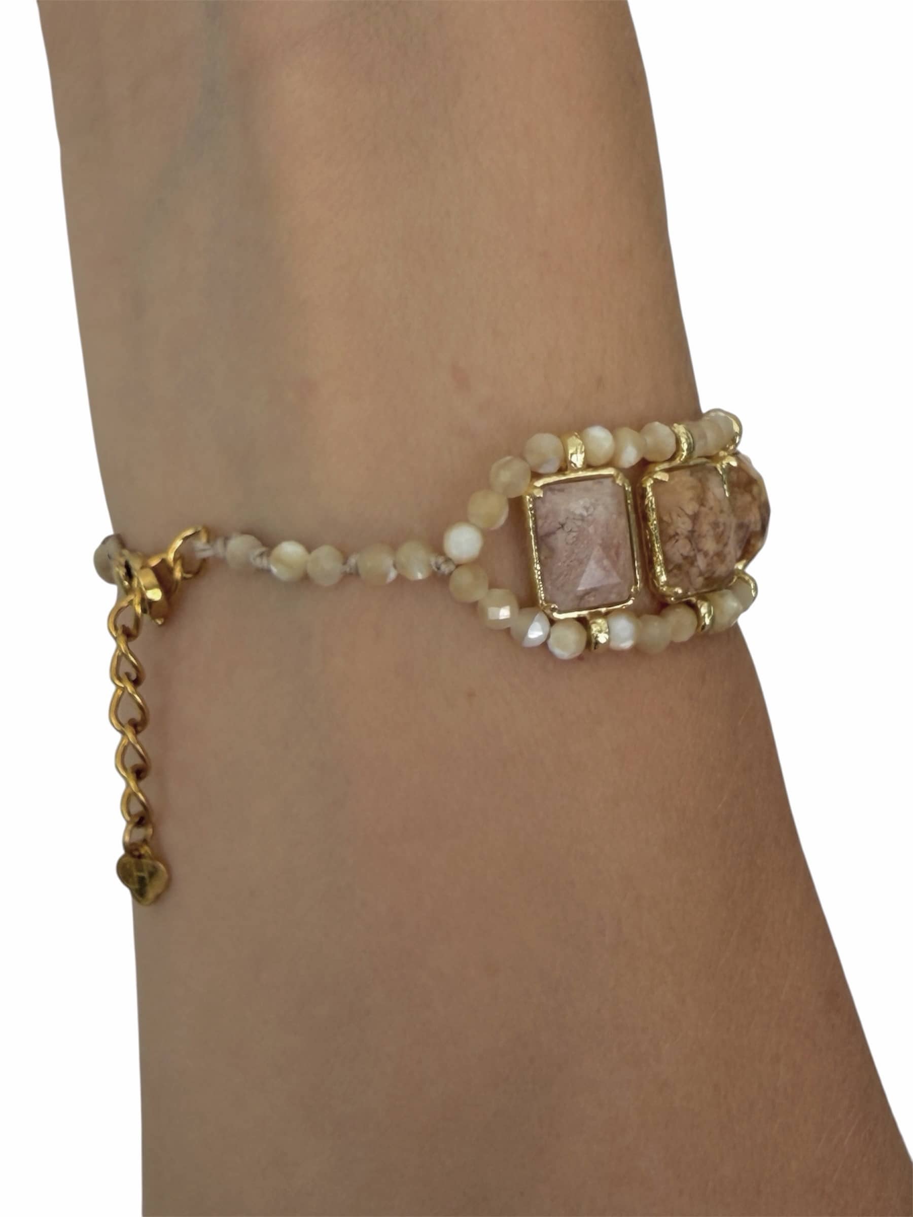Bracelet LILIE - Doré & Vieux rose – Image 3