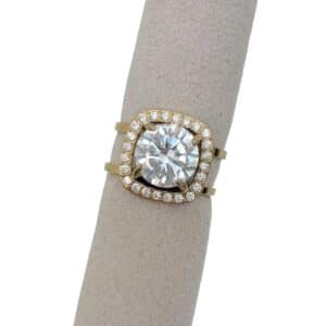 Bague a double anneaux en acier inoxydable supplanté d'une ribambelles et strass blancs