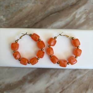 Boucles d'oreilles créoles VIC - Doré & Orange