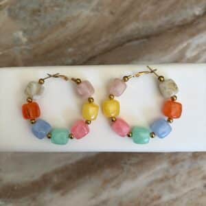 Boucles d'oreilles créoles VIC - Doré & multicolore
