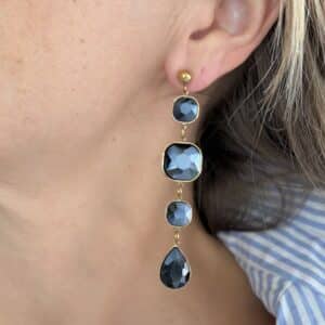 Boucles d’oreilles pendantes CHLOÉ - Doré & Bleu