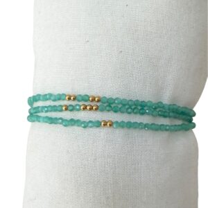 Bracelet trois tours SCINTILLANT - Doré & Vert émeraude
