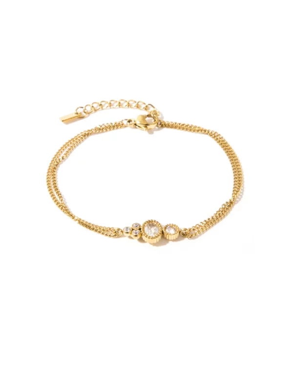 Bracelet très fin à double rang avec pendentif composé d'un asymétrie de strass blancs