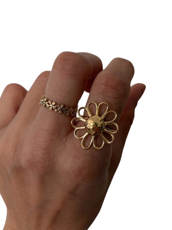 Bague avec fleur bijou en acier inoxydable la boutique de cha