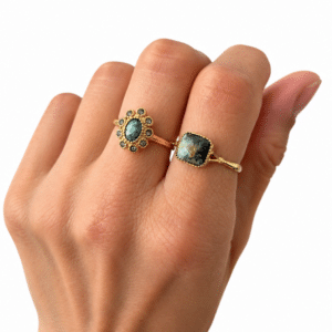 Bague turquoise africaine en acier inoxydable