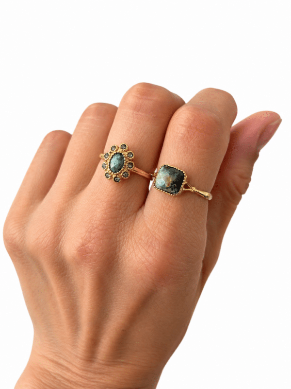 Bague turquoise africaine en acier inoxydable