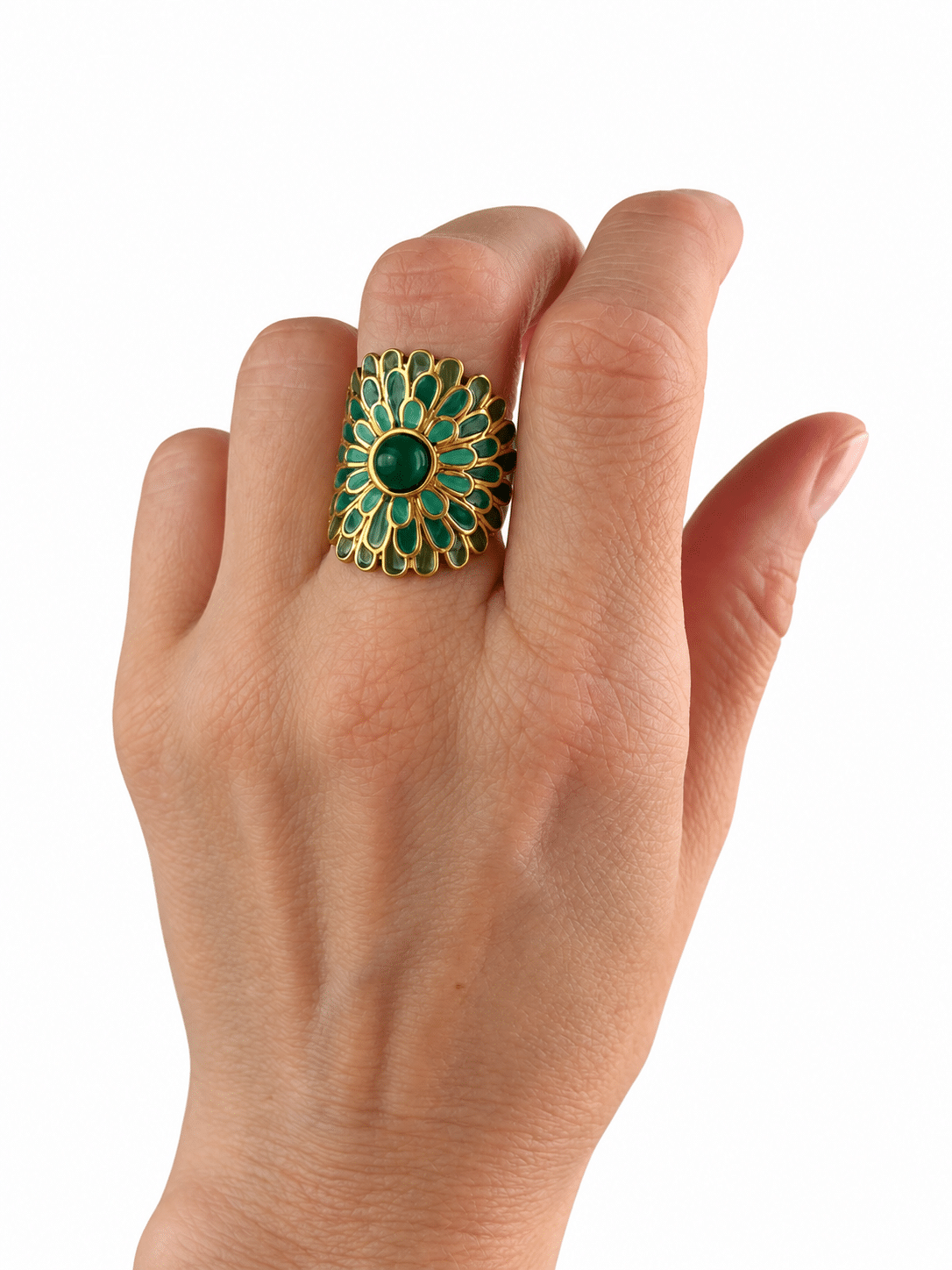 Bague PAON - Doré & Vert – Image 2