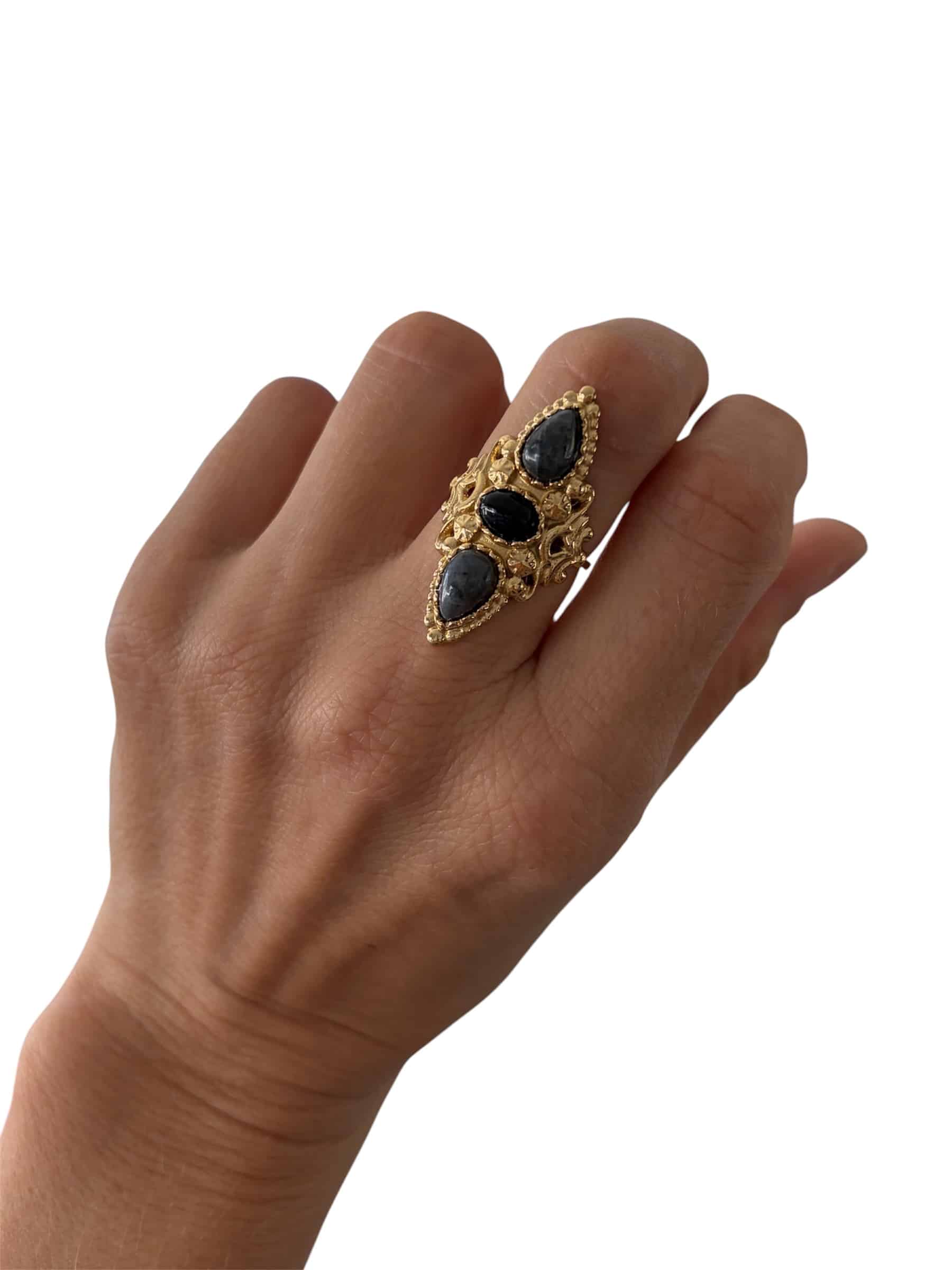 Bague BARIE - Doré et Noir – Image 2
