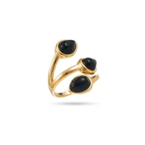 Bague très large avec pierres naturelles noires bijou la boutique de cha