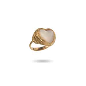 Bague waterproof avec coeur de nacre bijou de type chavlière en acier inoxydable La boutique de Cha