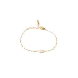 Collier fin avec chaine doré et billes de résine blanche, chaine acier inoxydable, pendentif perle d'eau douce - Bijou waterproof la boutique de Cha