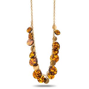 Collier à grosse maille waterproof en acier inoxyable doré avec pampilles rondes imprimé léopard - Bijou La boutique de Cha