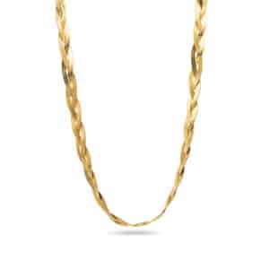 Collier maille plate tressée bijou waterproof en acier inoxyable doré bijou La boutique de Cha