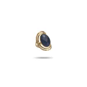 Bague MAYA – Bague large avec pierre naturelle de lapi lazuli de couleur bleu roi – Bijou waterproof doré en acier inoxydable La boutique de Cha