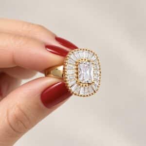 Bijou strass bague large en acier inoxydable