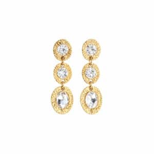Boucles d’oreilles en acier inoxydable doré et strass blancs