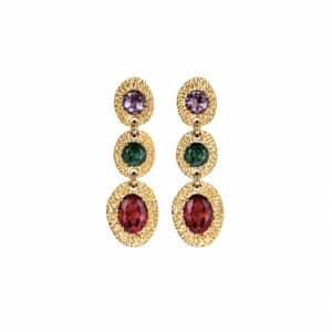 Boucles d’oreilles en acier inoxydable doré et strass multicolores