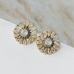 Boucles d'oreilles rondes serties de strass - Bijou en acier inoxydable la Boutique de Cha 