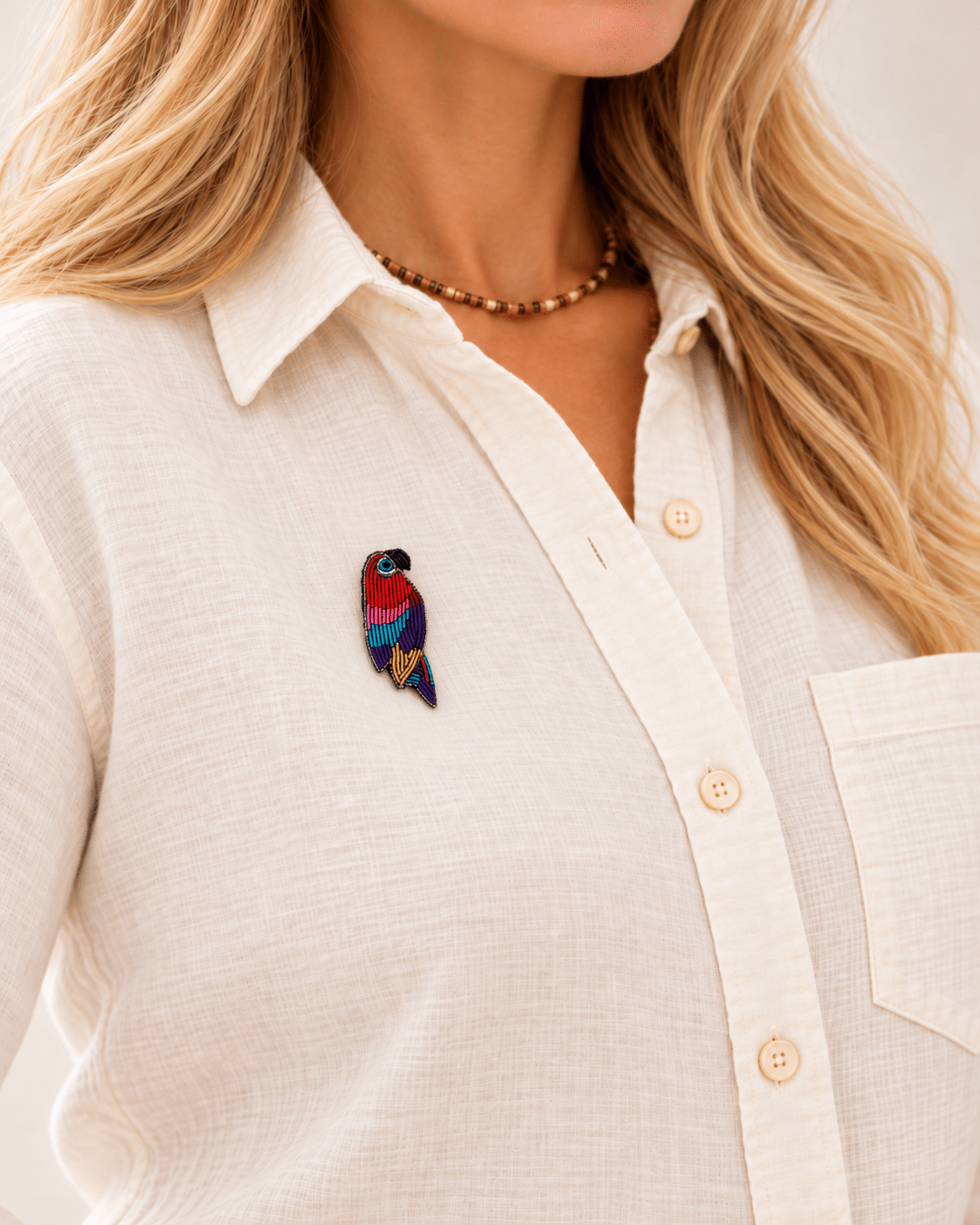 Broche PETIT PERROQUET COLORÉ artisanale – Image 2