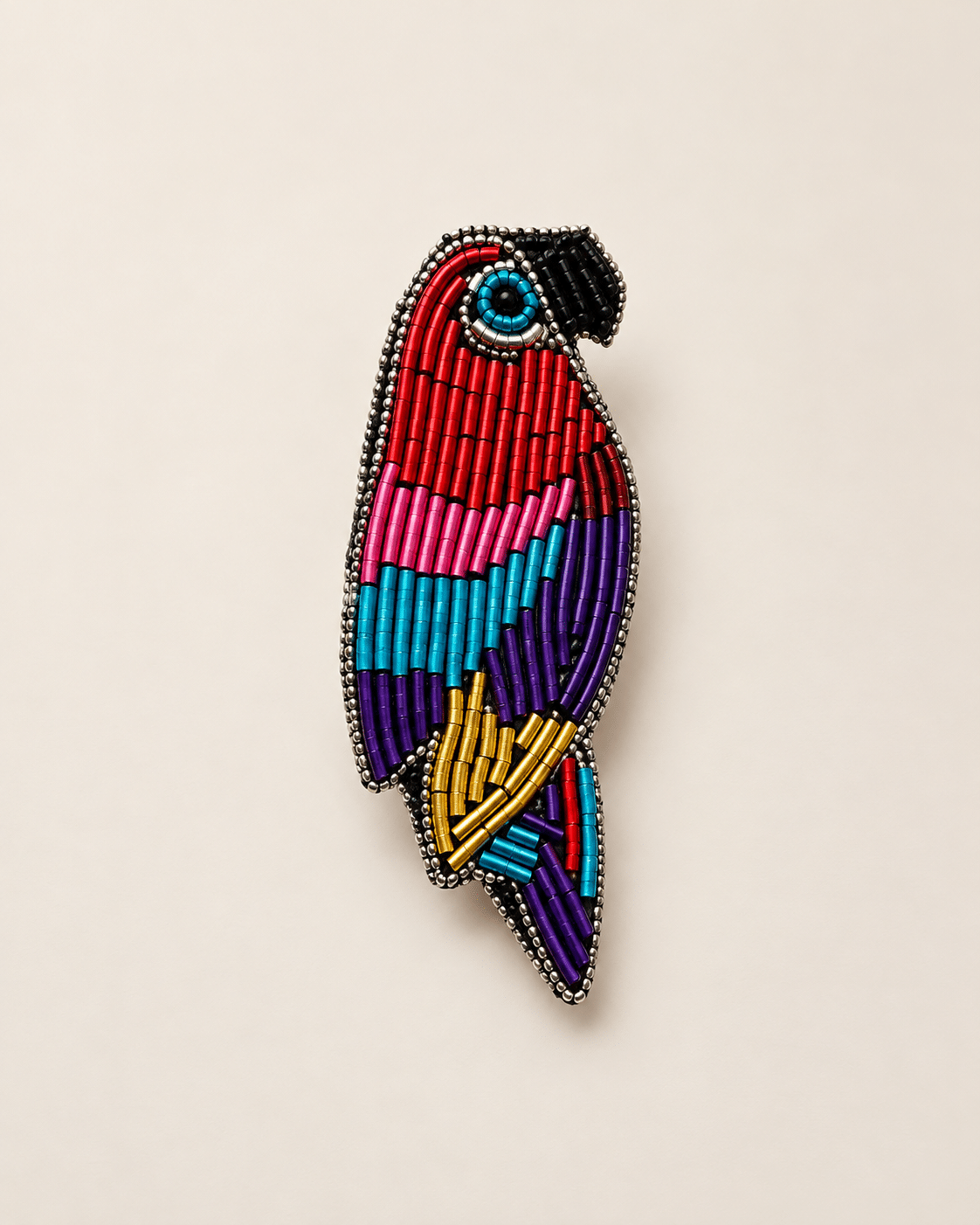 Broche PETIT PERROQUET COLORÉ artisanale