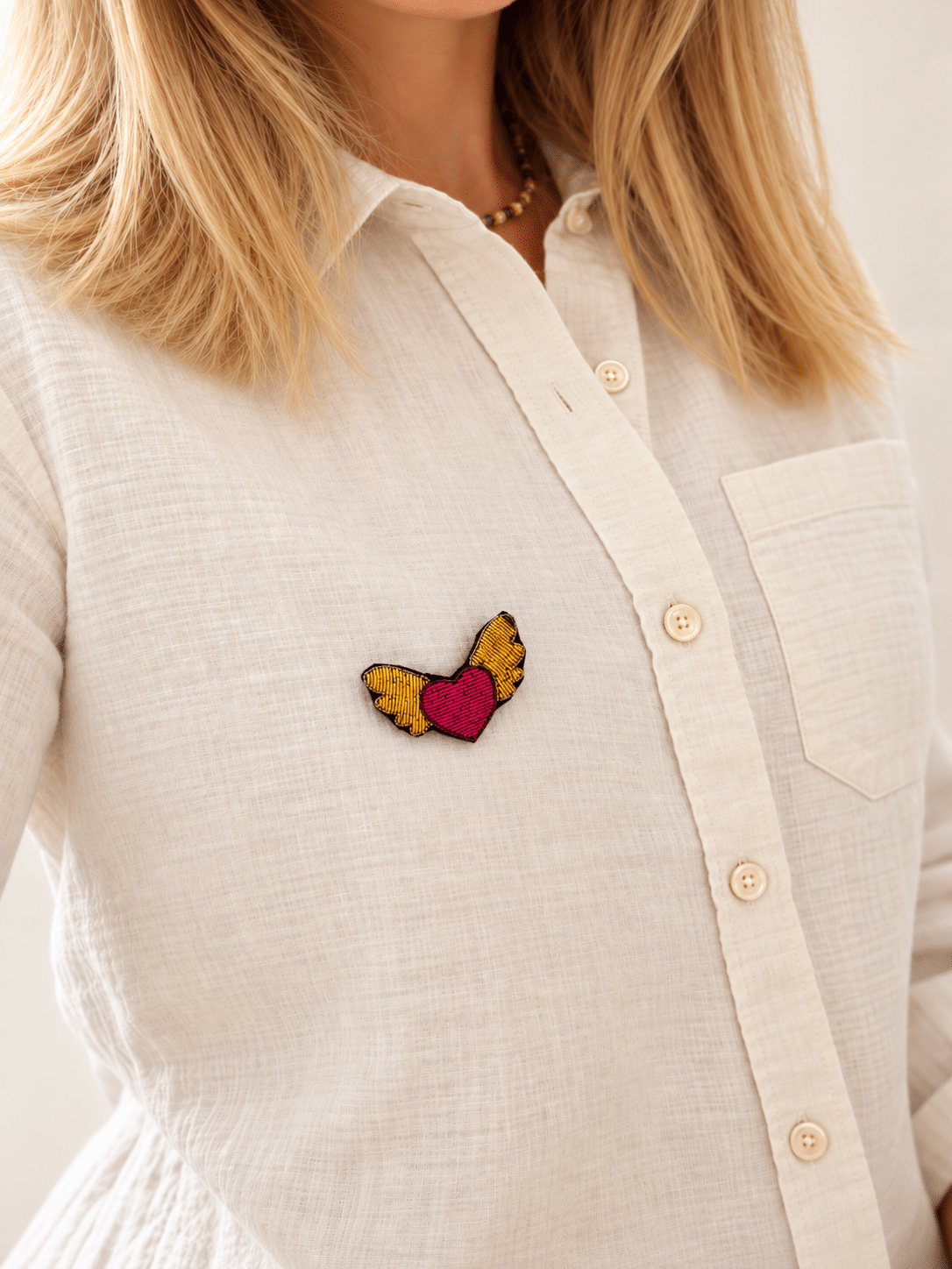 Broche COEUR AILÉ artisanale – Image 2