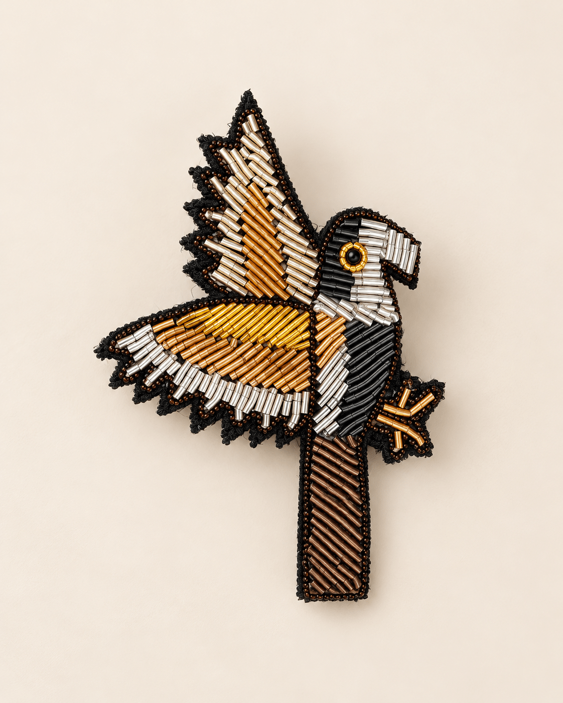 Broche artisanale perroquet