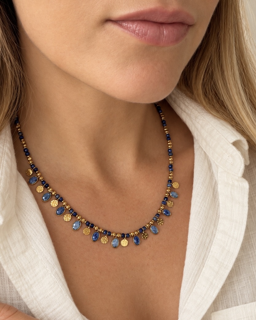 Collier BOHEMIA - Doré & Bleu – Image 2