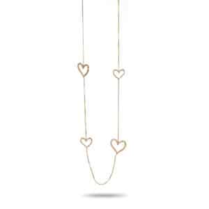 Sautoir en acier inoxydable SEVIE avec 6 pendentifs coeurs
