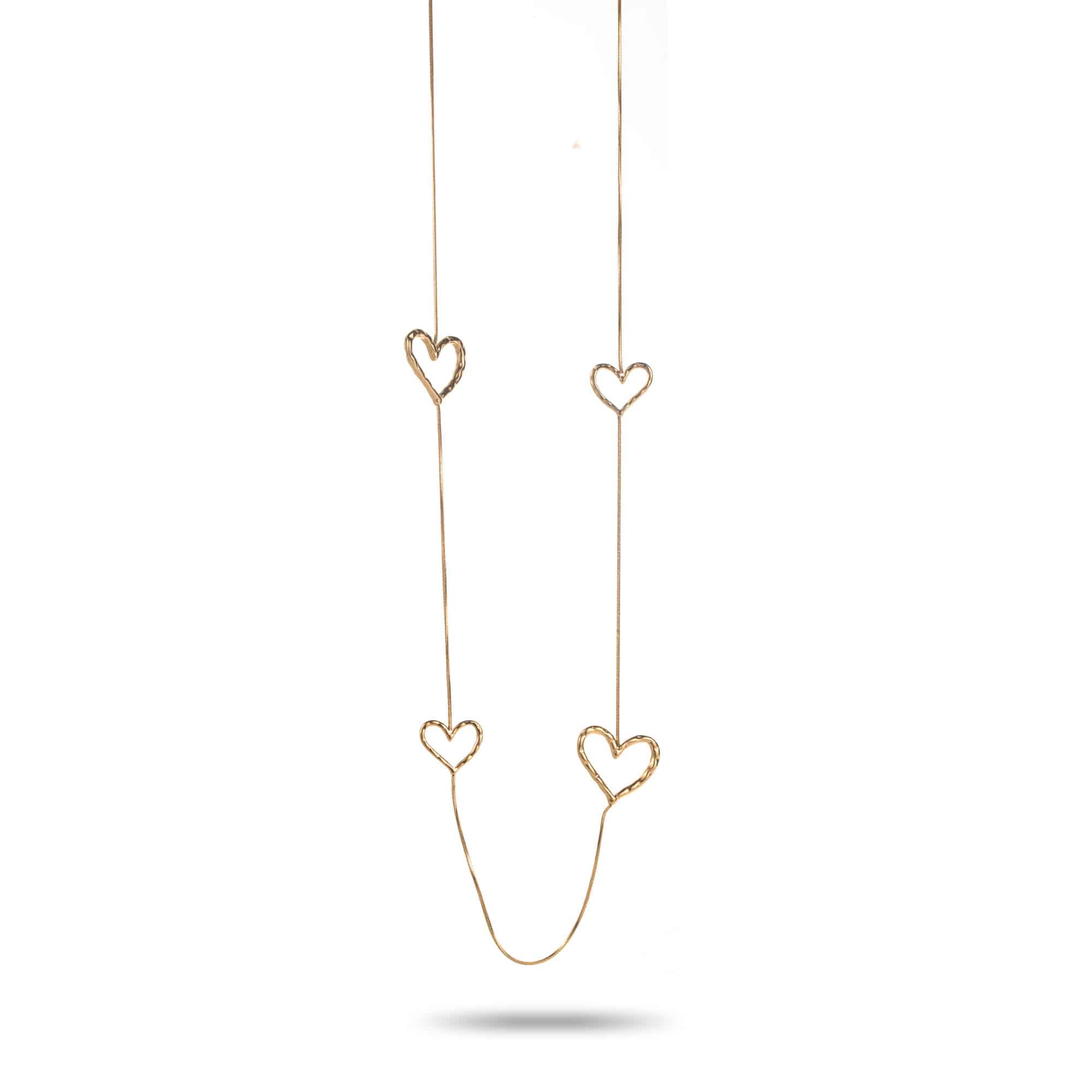 Sautoir en acier inoxydable SEVIE avec 6 pendentifs coeurs