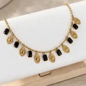 Collier en acier inoxydable et strass
