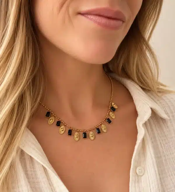 Collier en acier inoxydable et strass